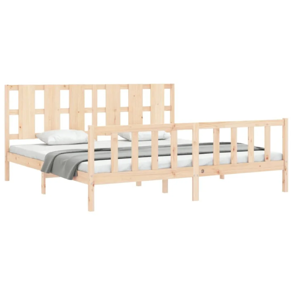 Bedframe met hoofdbord massief hout 180x200 cm