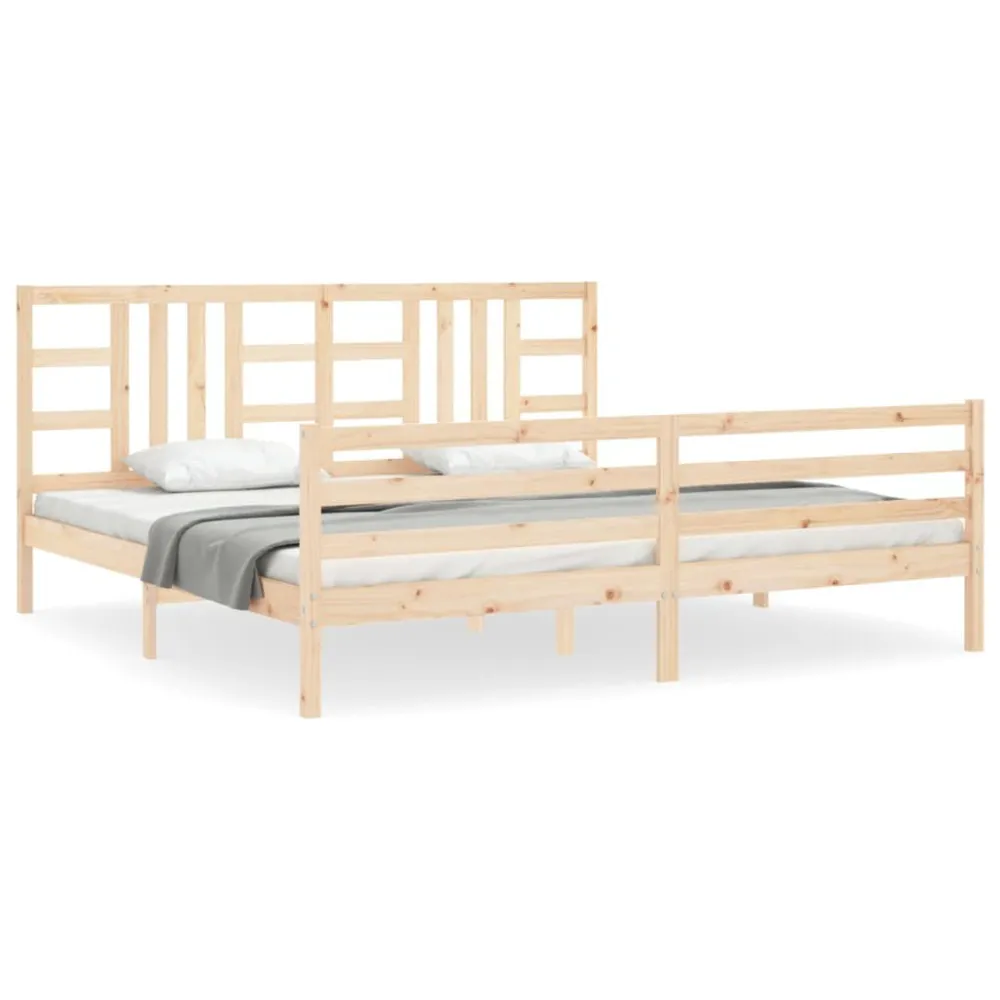 Bedframe met hoofdbord massief hout 200x200 cm