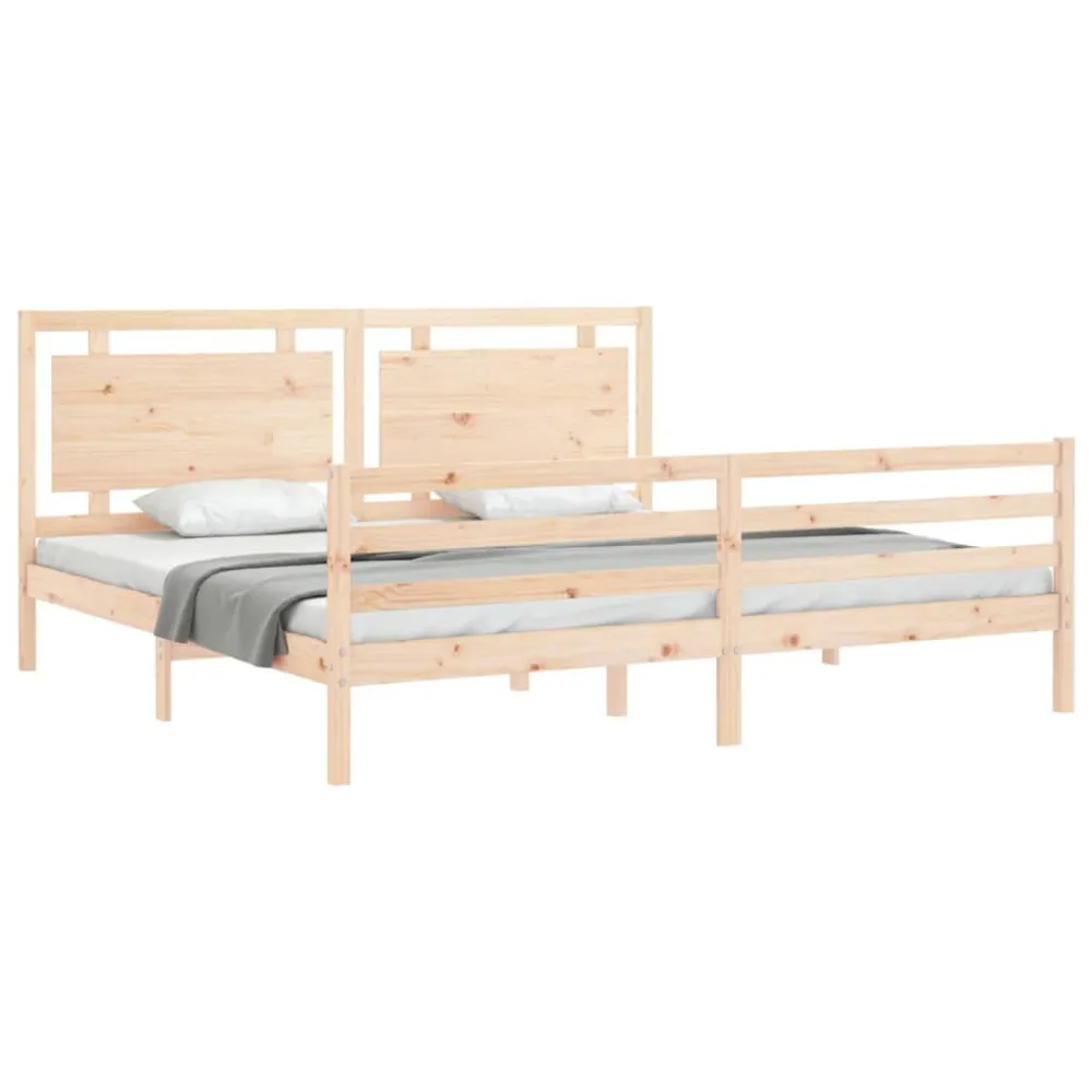 Bedframe met hoofdbord massief hout 200x200 cm