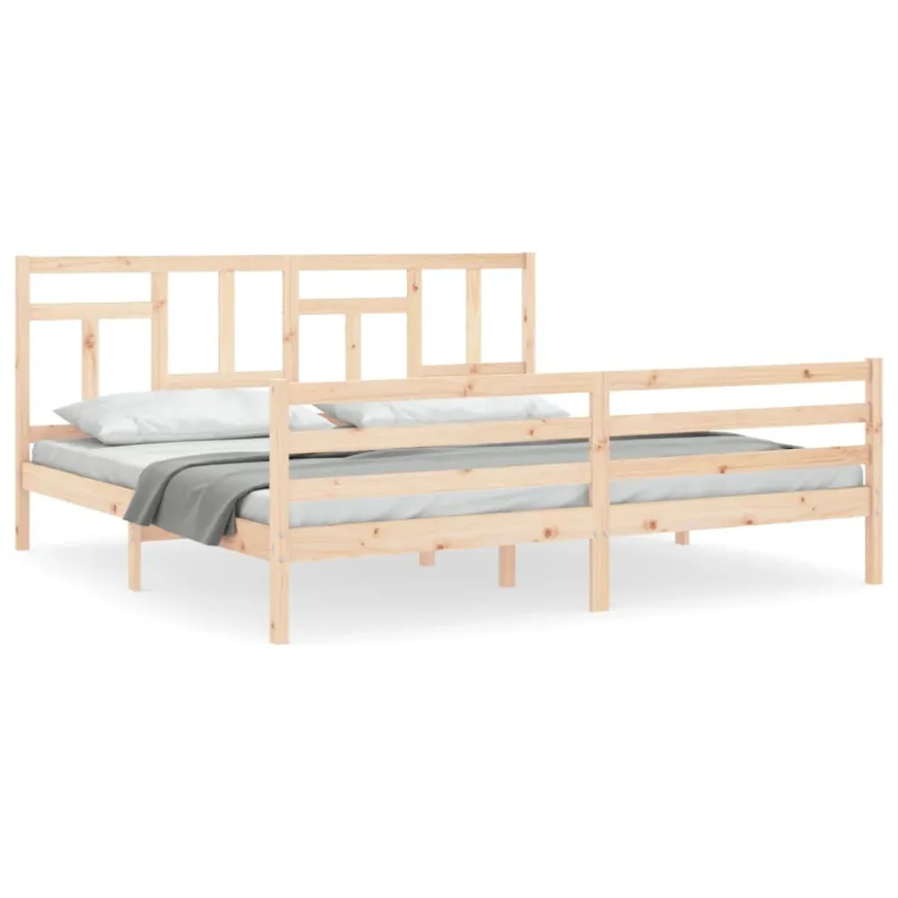 Bedframe met hoofdbord massief hout 200x200 cm