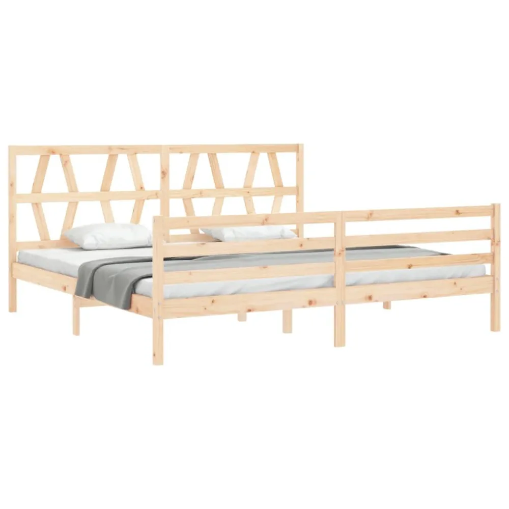 Bedframe met hoofdbord massief hout 200x200 cm