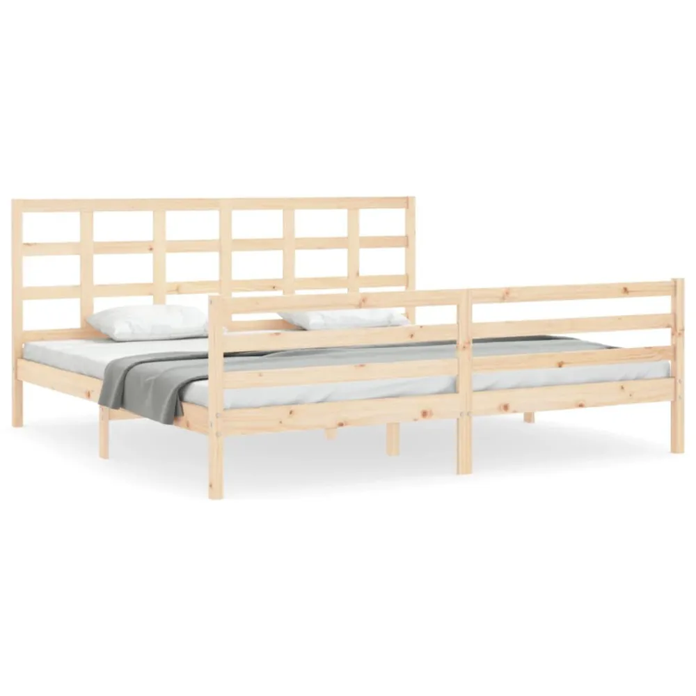 Bedframe met hoofdbord massief hout 200x200 cm