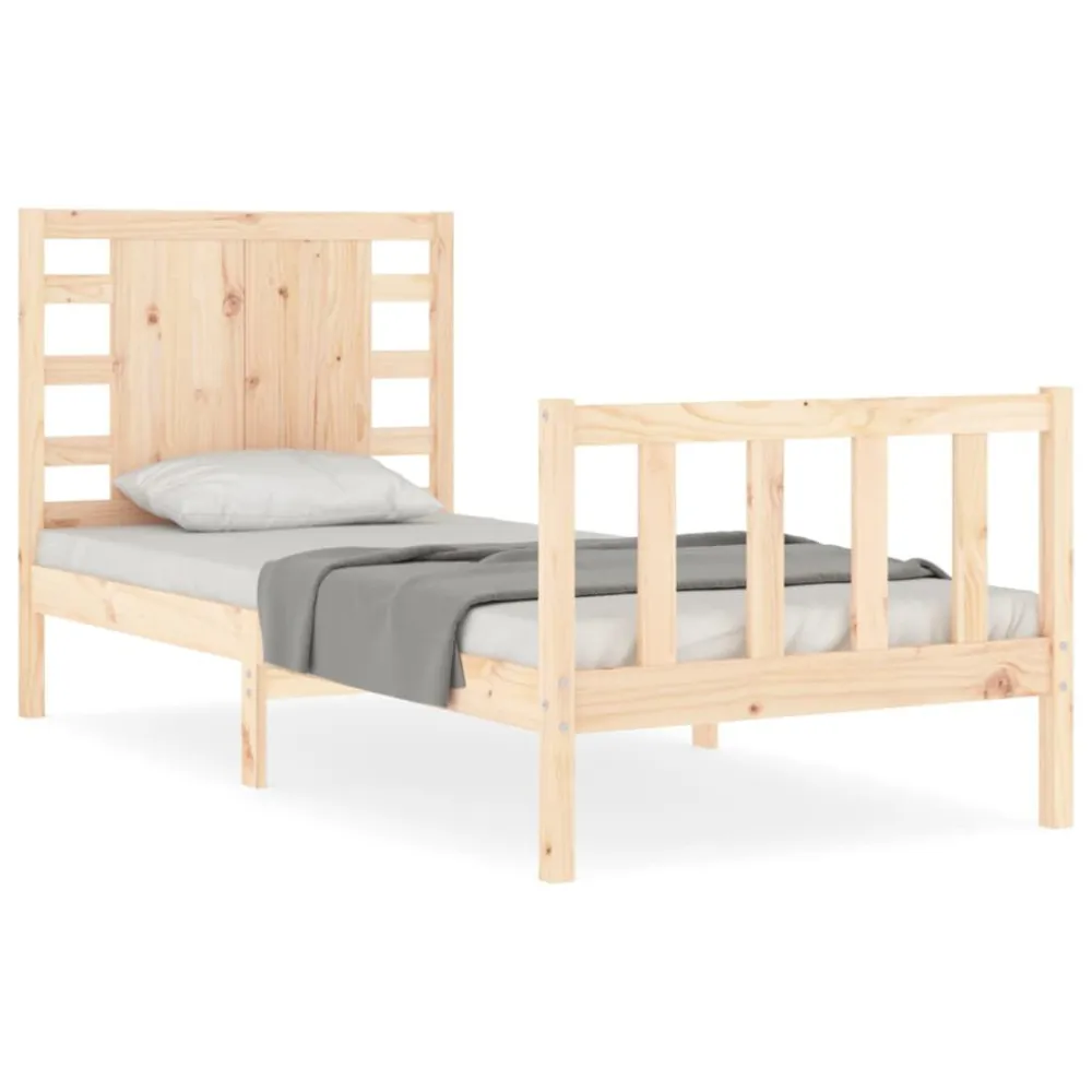 Bedframe met hoofdbord massief hout