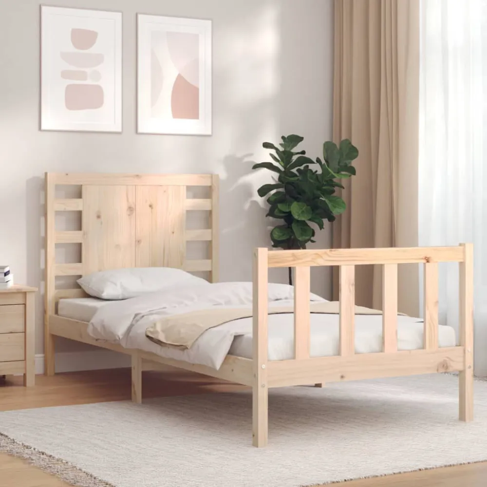 Bedframe met hoofdbord massief hout