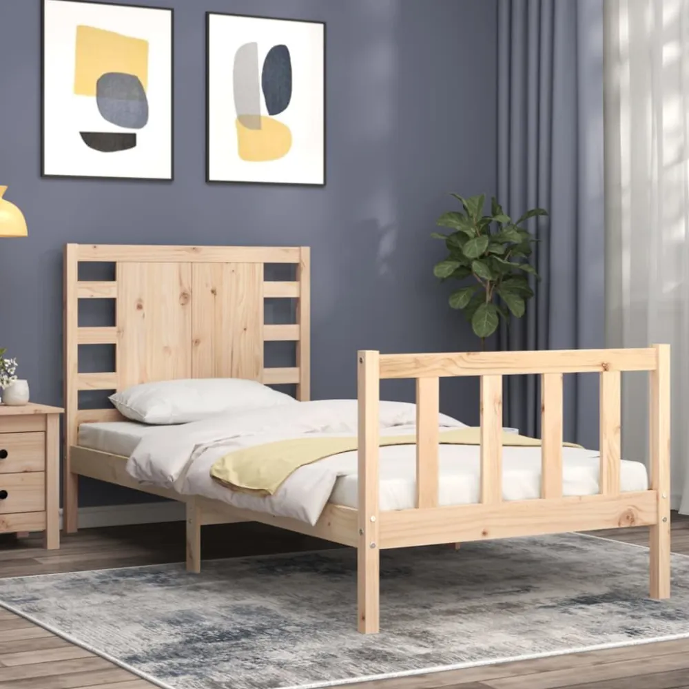 Bedframe met hoofdbord massief hout