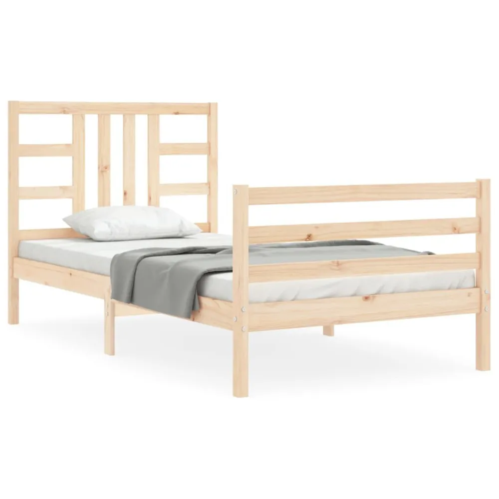 Bedframe met hoofdbord massief hout