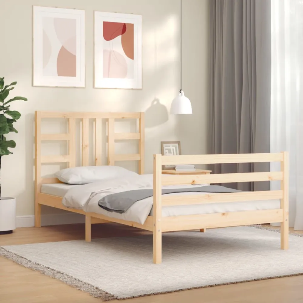 Bedframe met hoofdbord massief hout