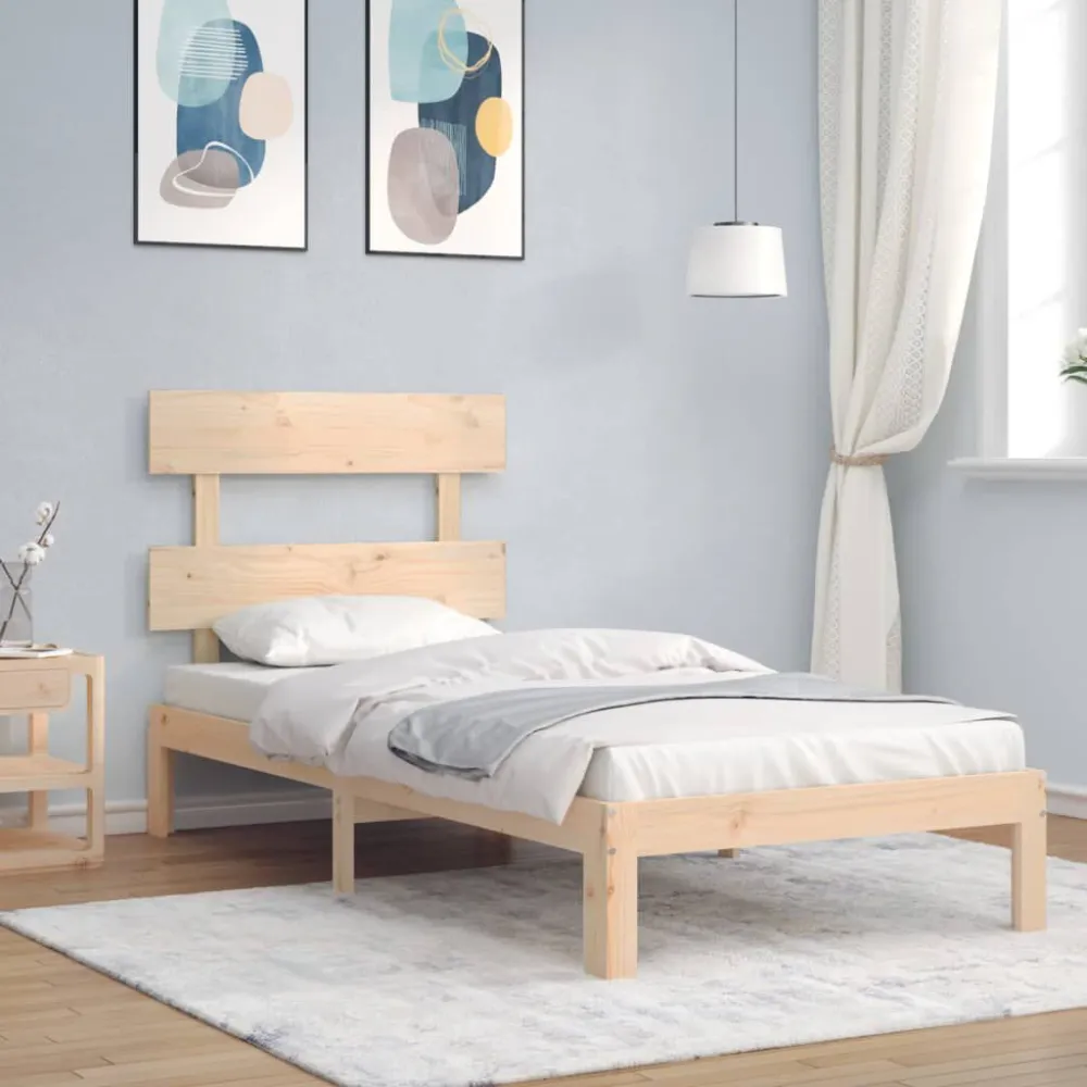 Bedframe met hoofdbord massief hout