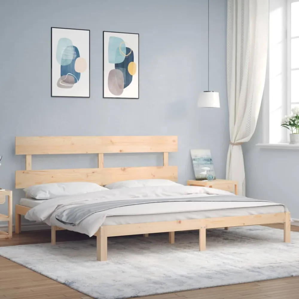 Bedframe met hoofdbord massief hout
