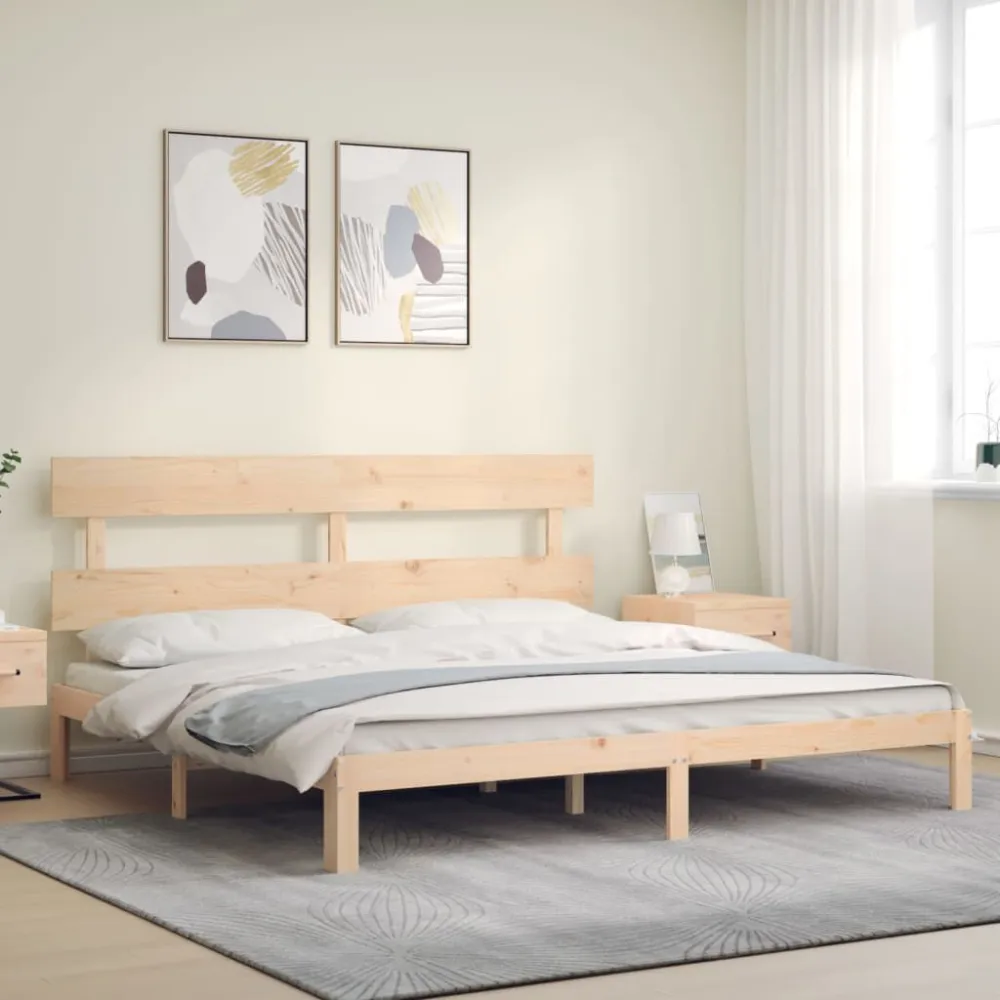 Bedframe met hoofdbord massief hout