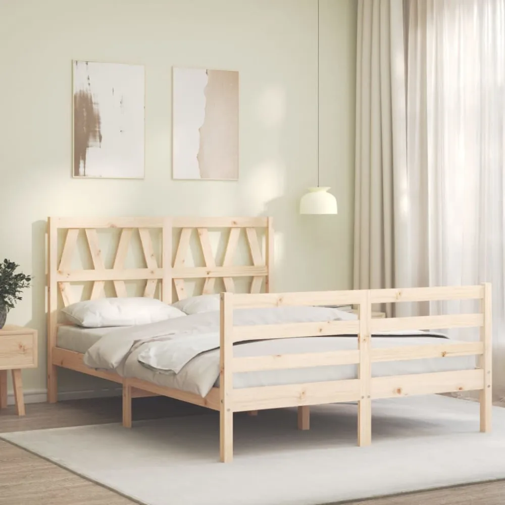 Bedframe met hoofdbord massief hout