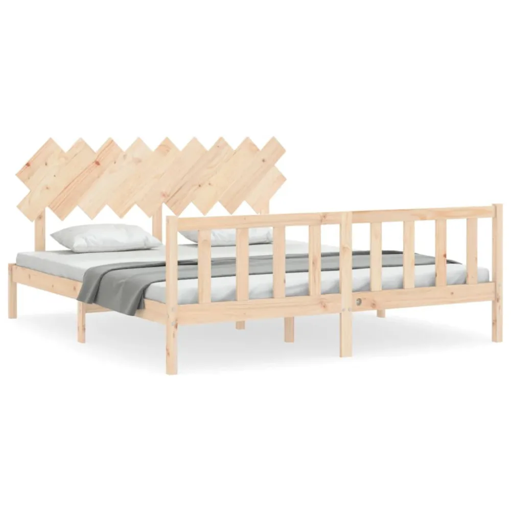 Bedframe met hoofdbord massief hout