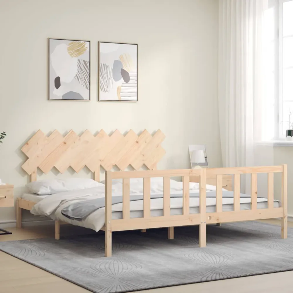 Bedframe met hoofdbord massief hout
