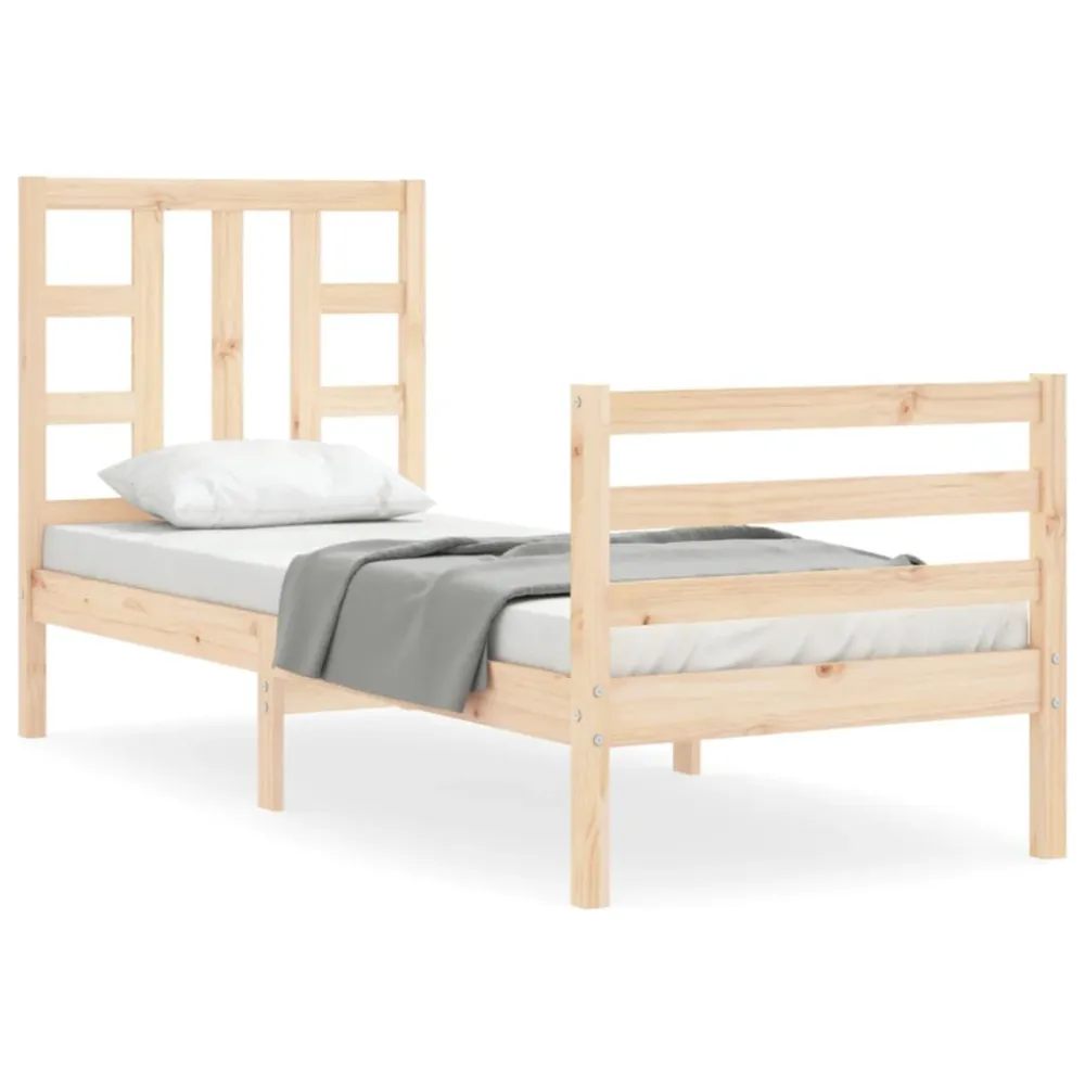 Bedframe met hoofdbord massief hout
