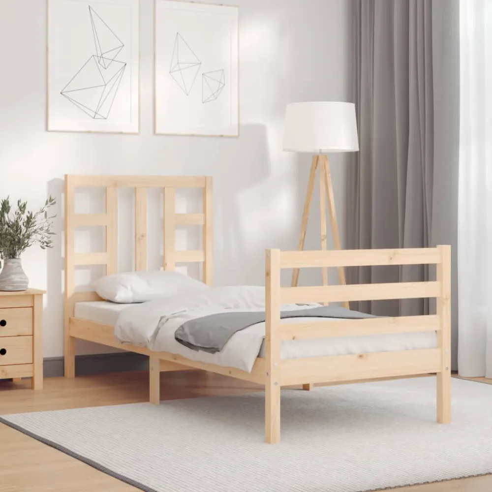 Bedframe met hoofdbord massief hout