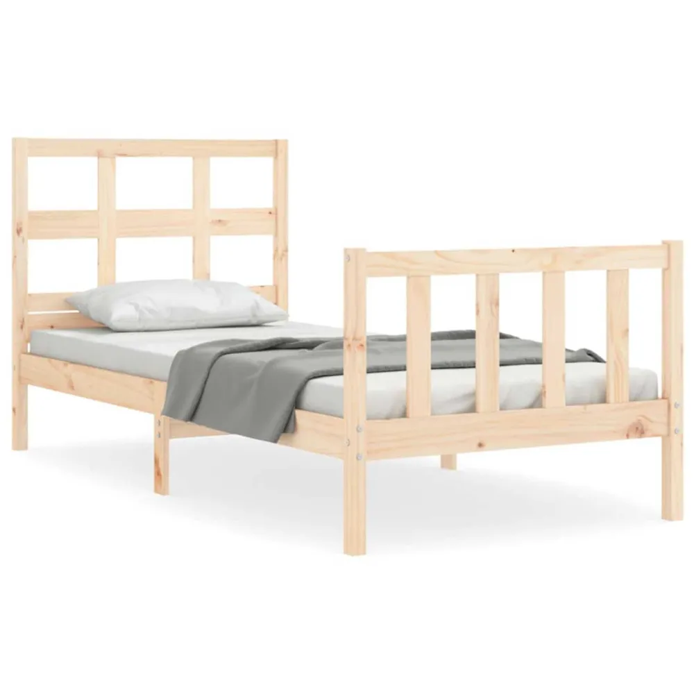 Bedframe met hoofdbord massief hout