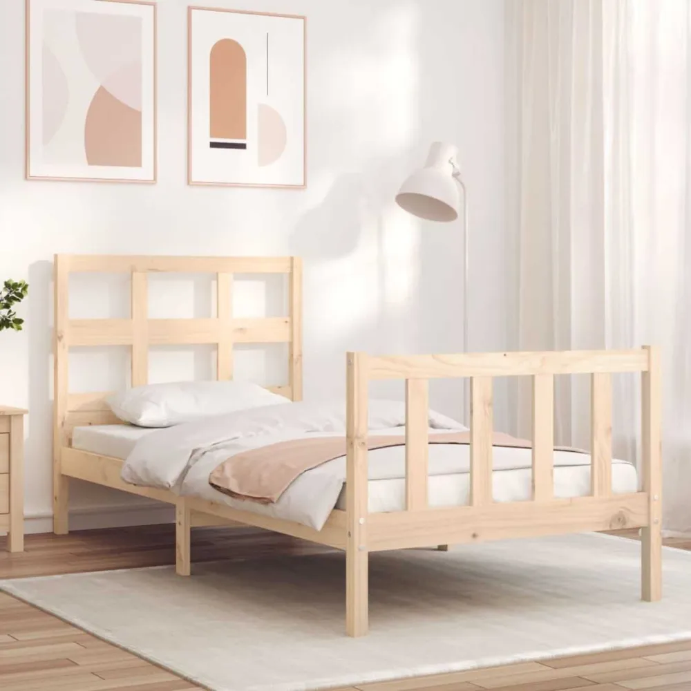 Bedframe met hoofdbord massief hout