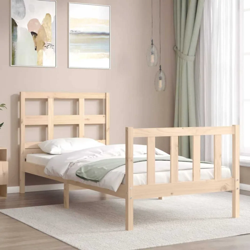 Bedframe met hoofdbord massief hout