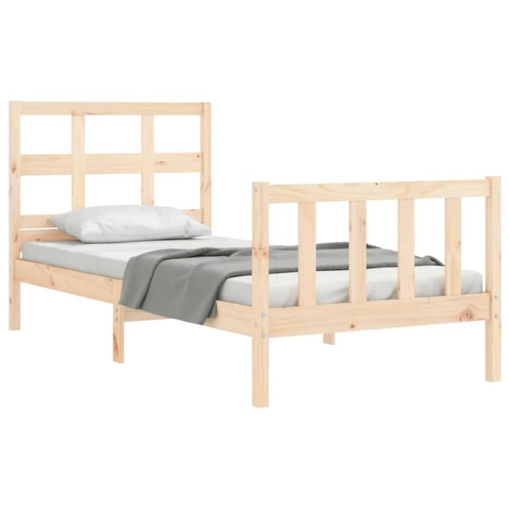 Bedframe met hoofdbord massief hout