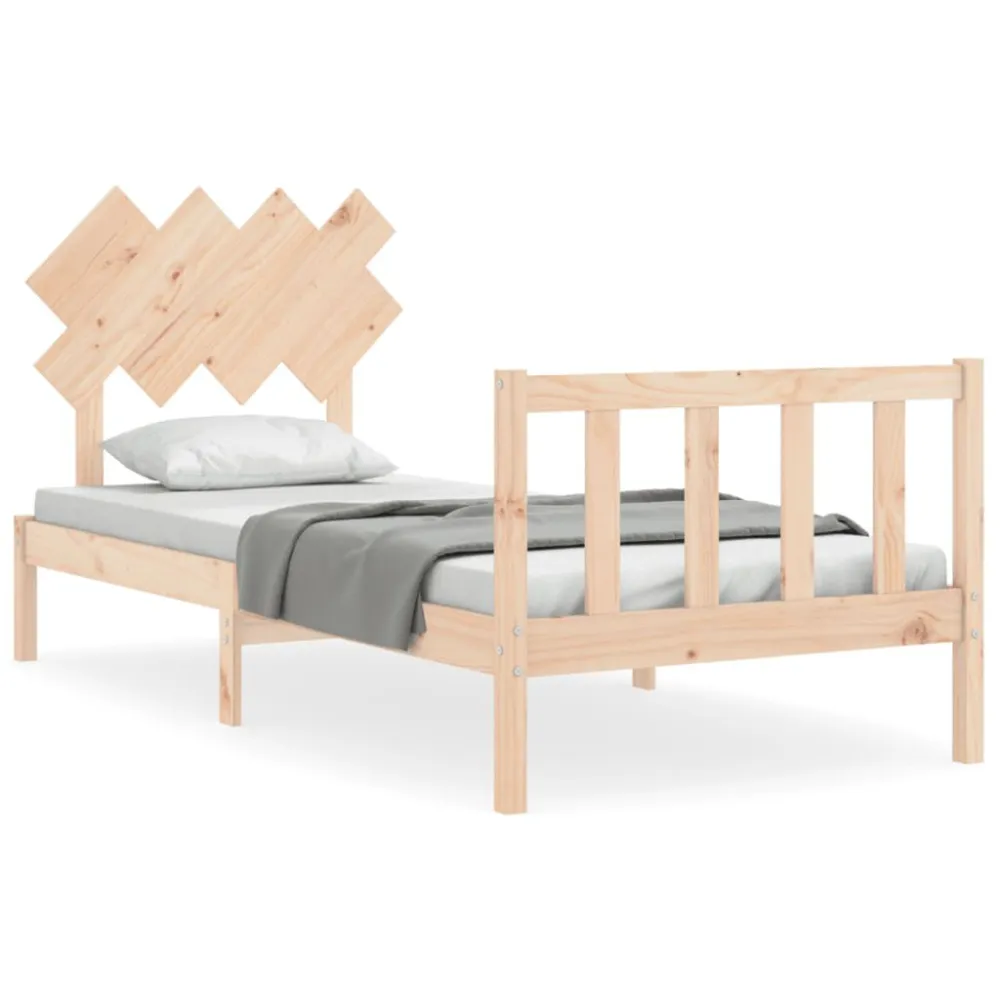 Bedframe met hoofdbord massief hout