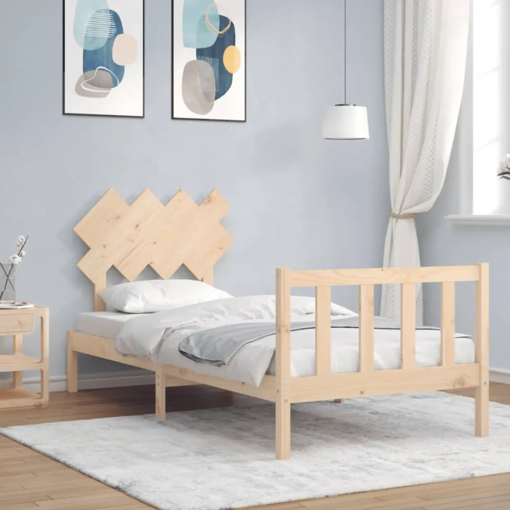 Bedframe met hoofdbord massief hout