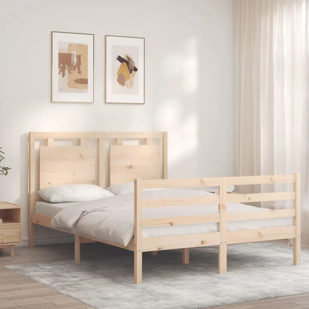 Bedframe met hoofdbord massief hout