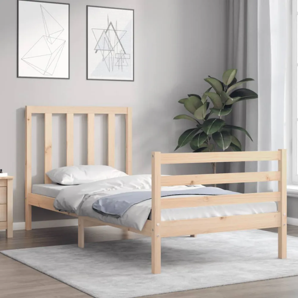 Bedframe met hoofdbord massief hout