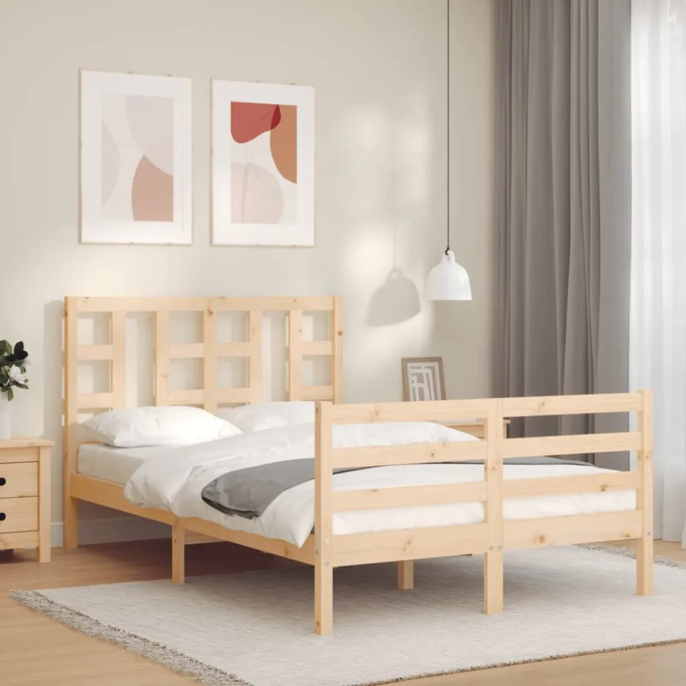 Bedframe met hoofdbord massief hout