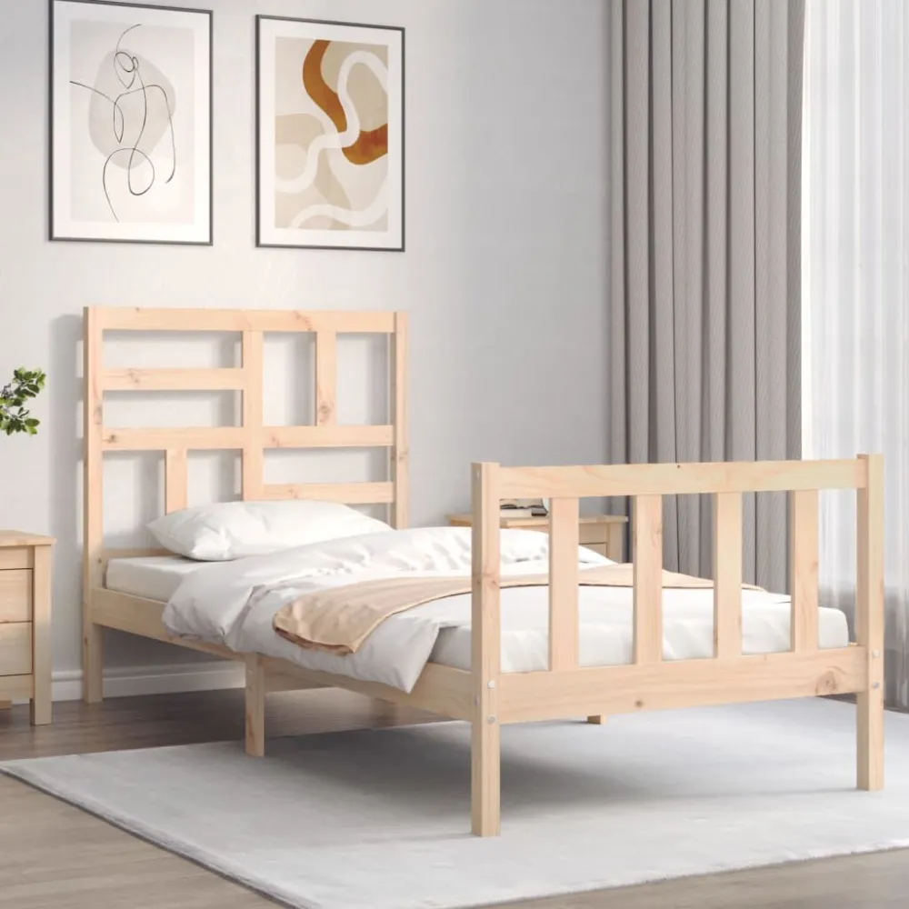 Bedframe met hoofdbord massief hout