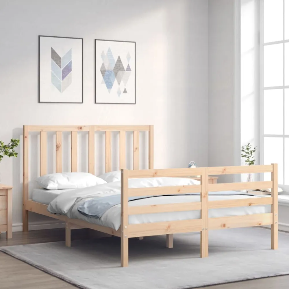 Bedframe met hoofdbord massief hout