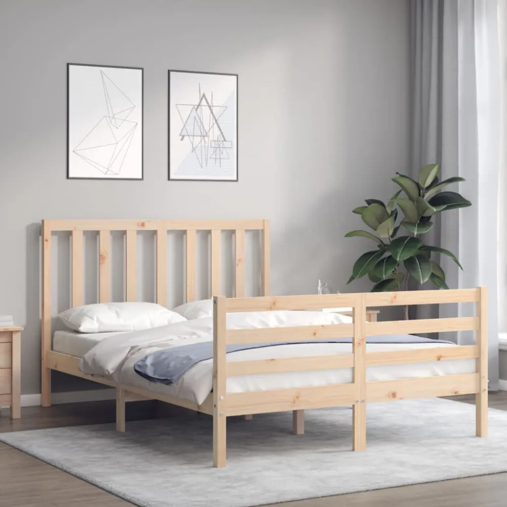 Bedframe met hoofdbord massief hout