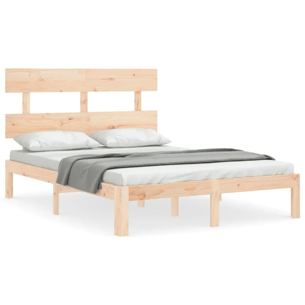 Bedframe met hoofdbord massief hout