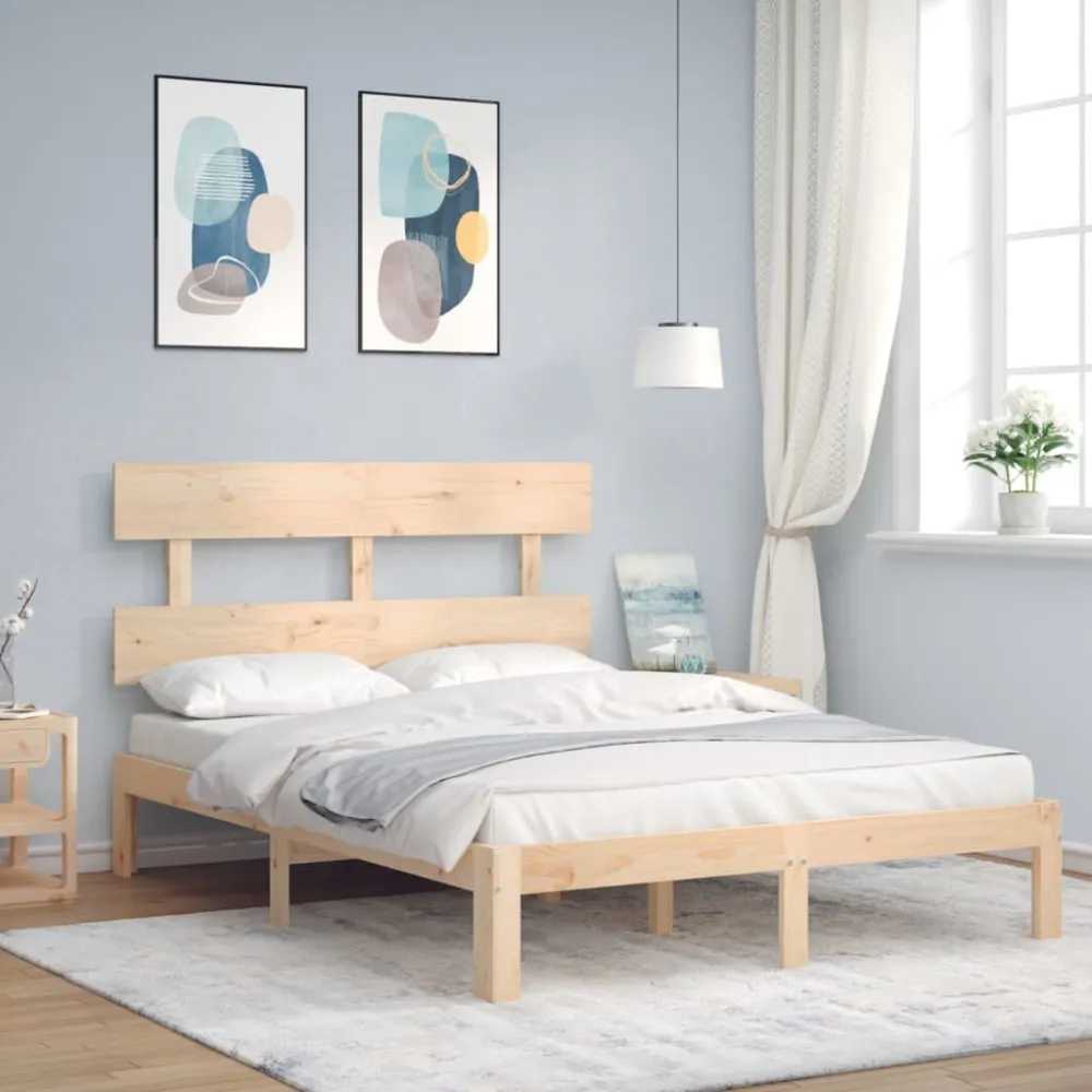 Bedframe met hoofdbord massief hout