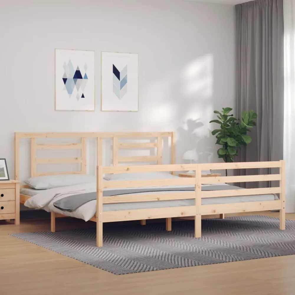 Bedframe met hoofdbord massief hout