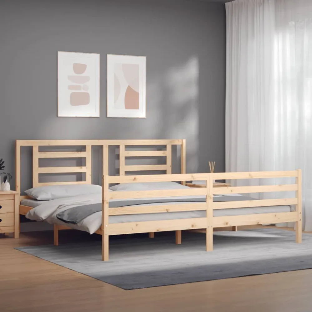 Bedframe met hoofdbord massief hout