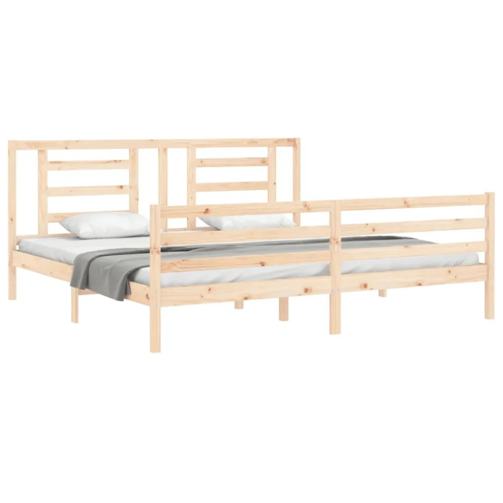 Bedframe met hoofdbord massief hout