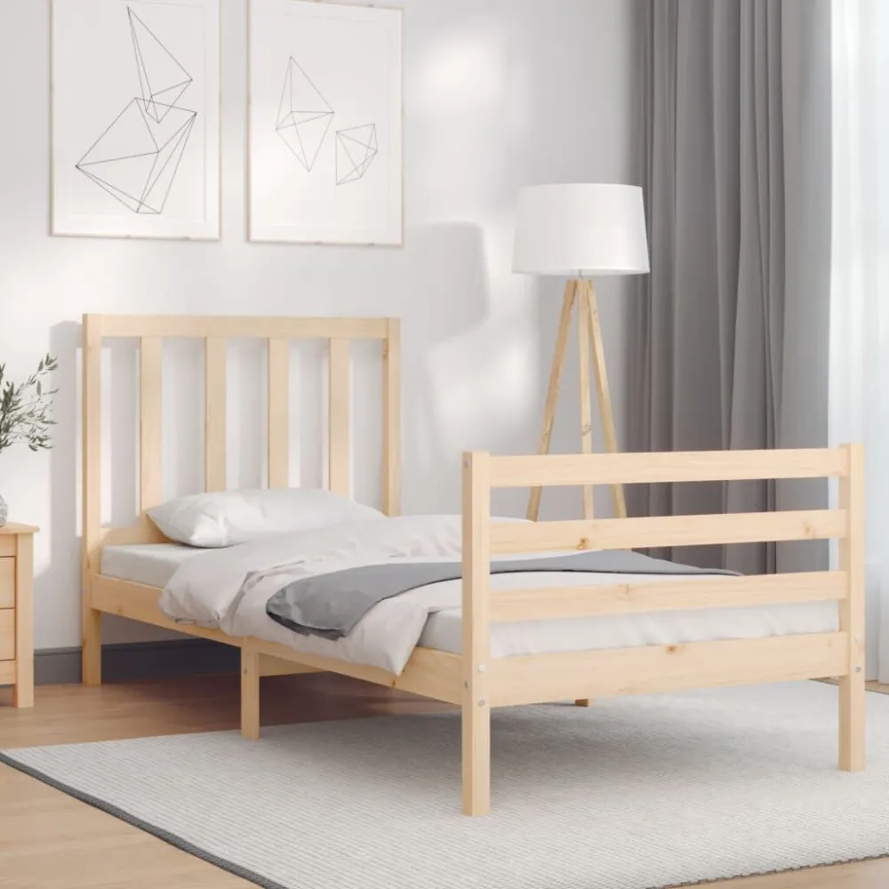 Bedframe met hoofdbord massief hout