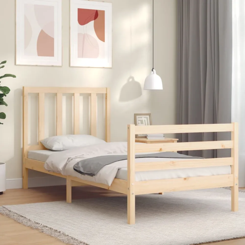 Bedframe met hoofdbord massief hout