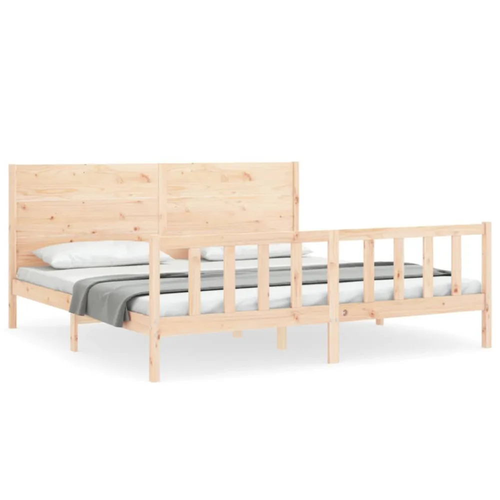 Bedframe met hoofdbord massief hout