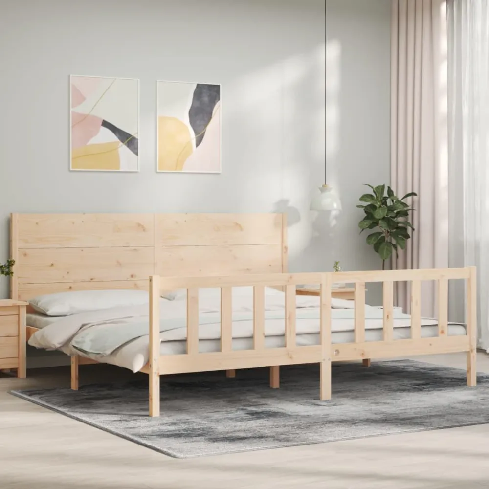 Bedframe met hoofdbord massief hout
