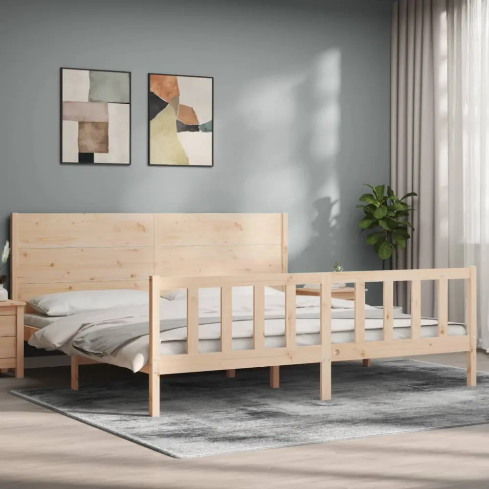 Bedframe met hoofdbord massief hout