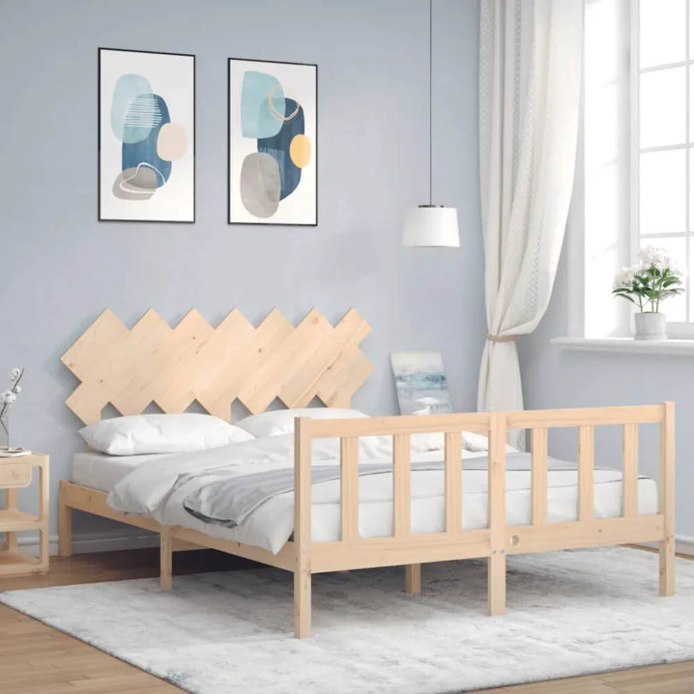 Bedframe met hoofdbord massief hout
