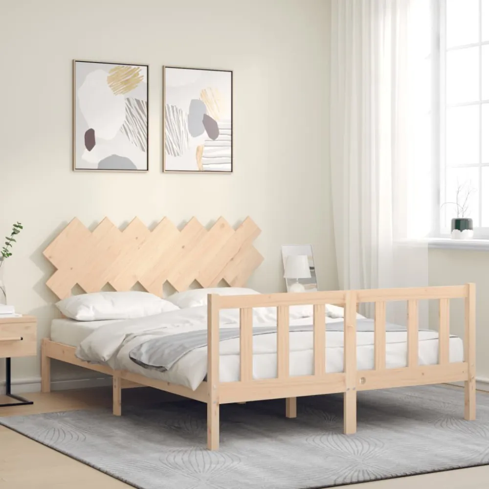 Bedframe met hoofdbord massief hout