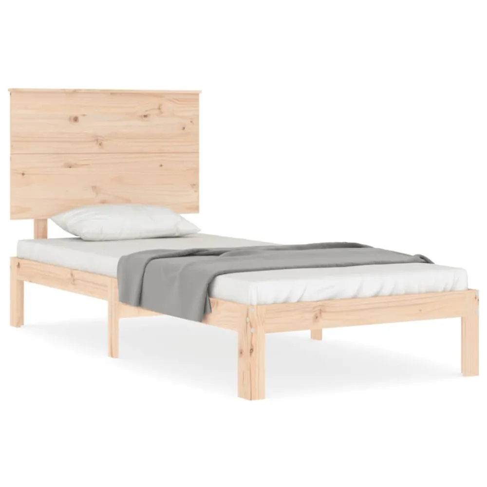 Bedframe met hoofdbord massief hout