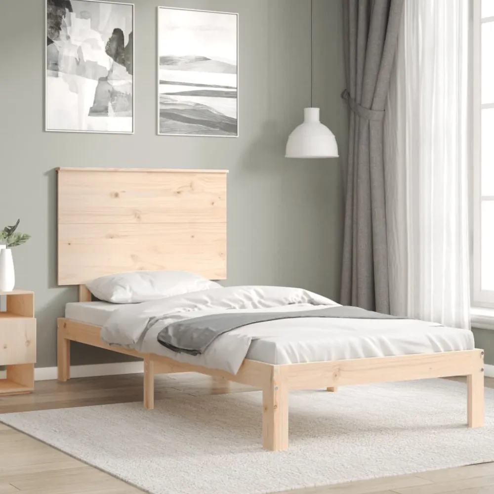 Bedframe met hoofdbord massief hout