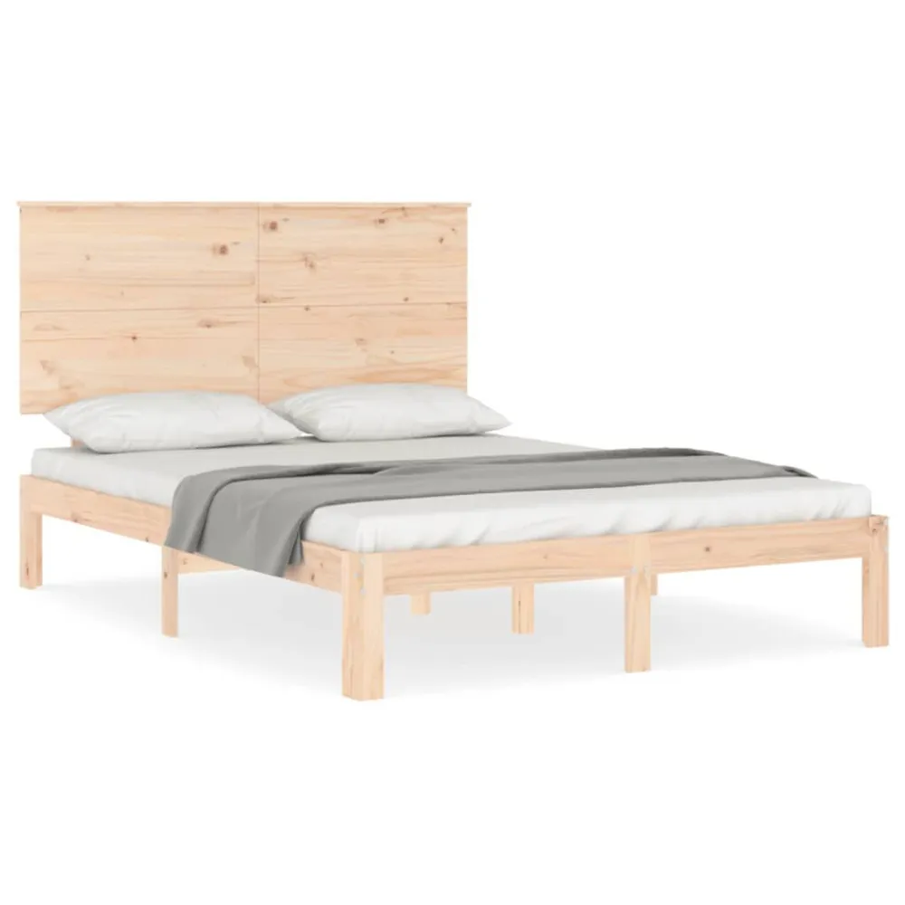 Bedframe met hoofdbord massief hout