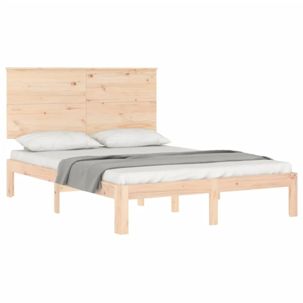 Bedframe met hoofdbord massief hout