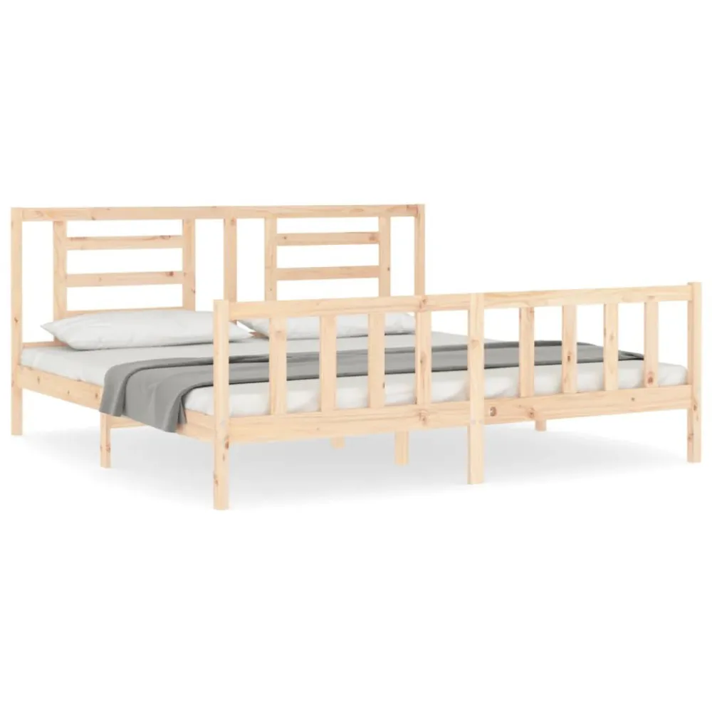 Bedframe met hoofdbord massief hout