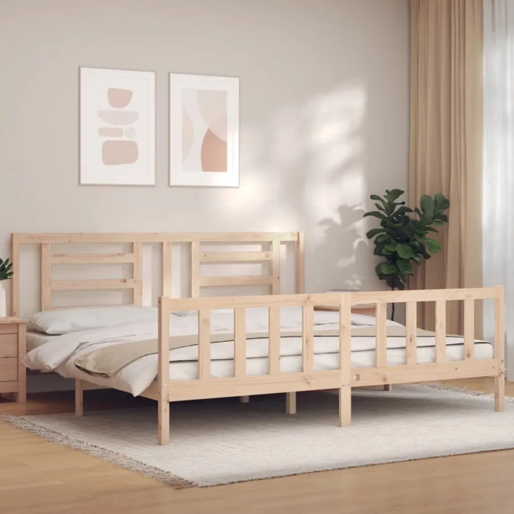 Bedframe met hoofdbord massief hout