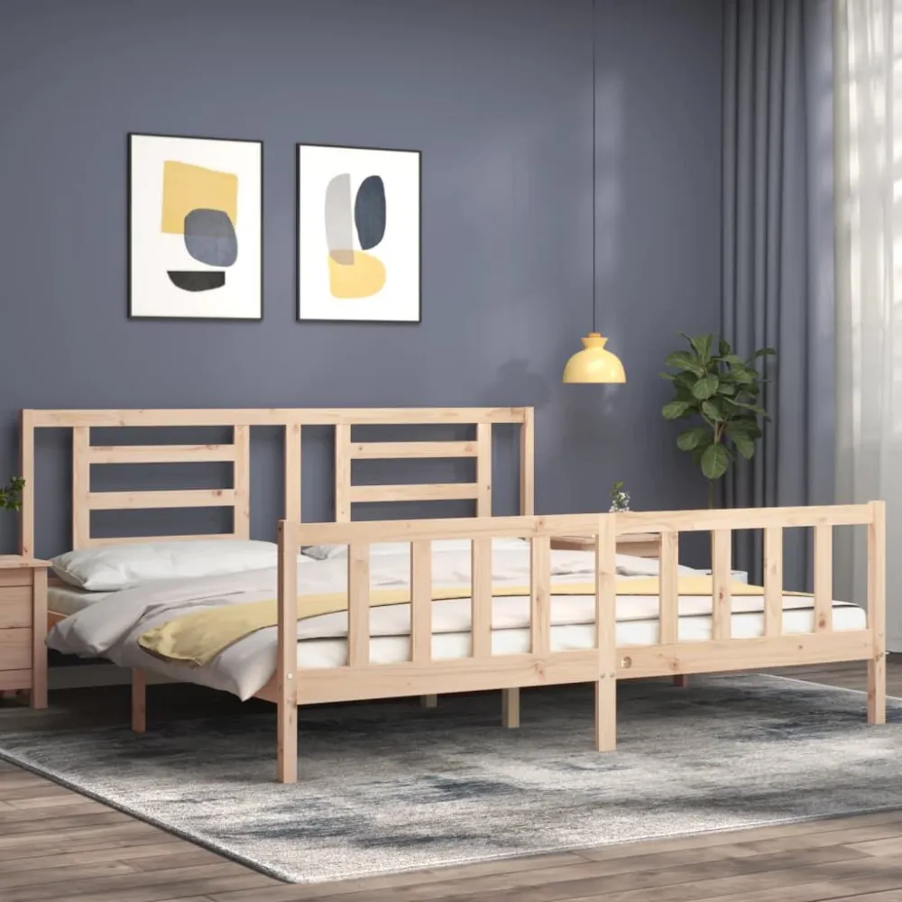 Bedframe met hoofdbord massief hout